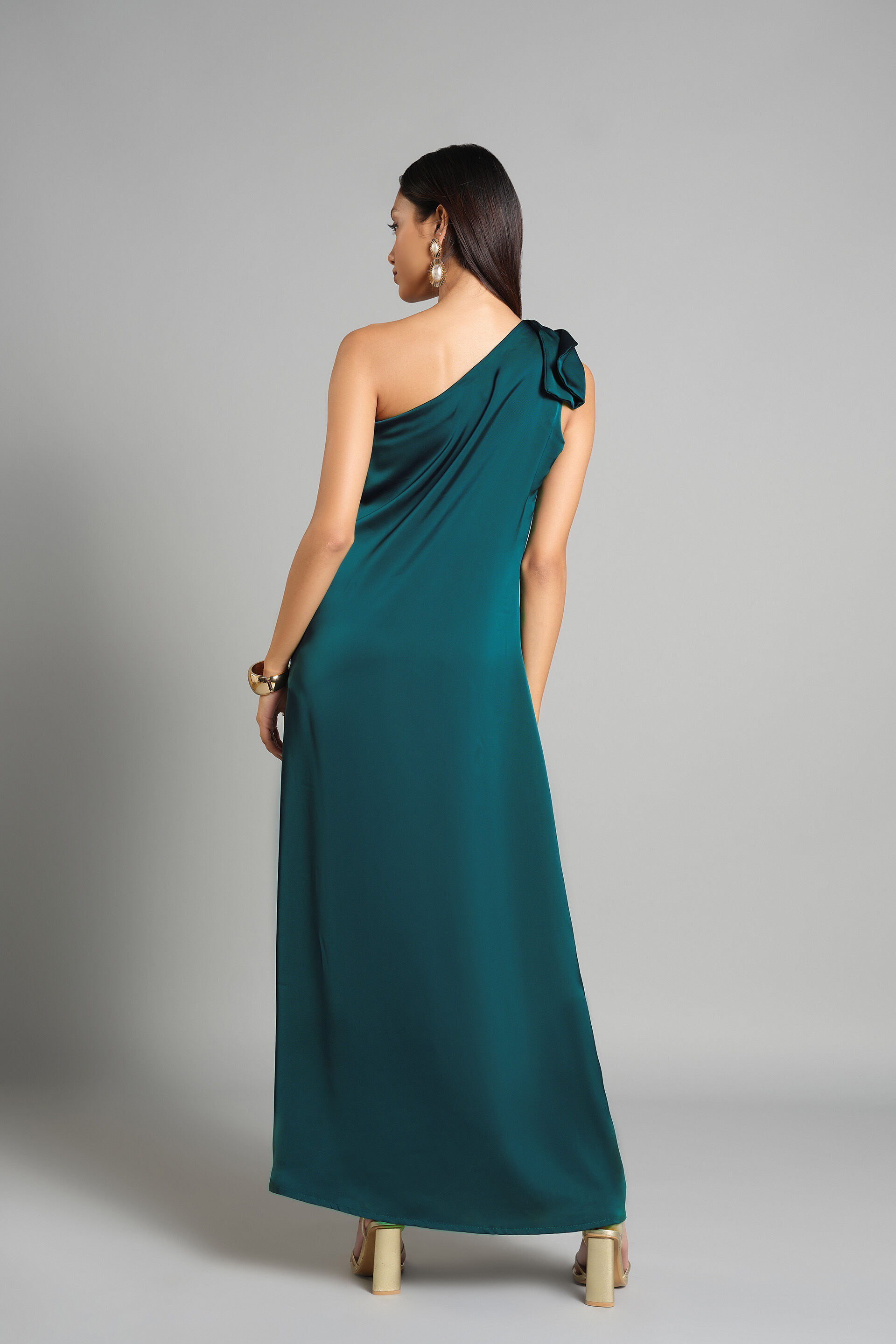 Perched Peacock Maxi Dress, Teal, image 5